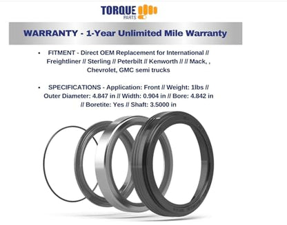 Torque Drive Axle Wheel Seal Replacement for Stemco 393-0173 2 Pack - color: 2 Pack Wheel Seal