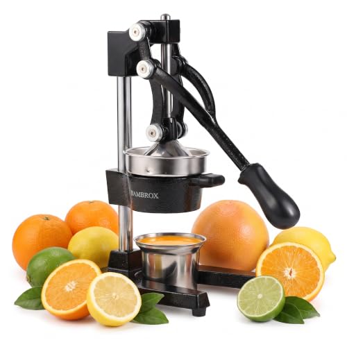 Manual Cast Iron Lemon Squeezer, Black Citrus Juicer - color: Black