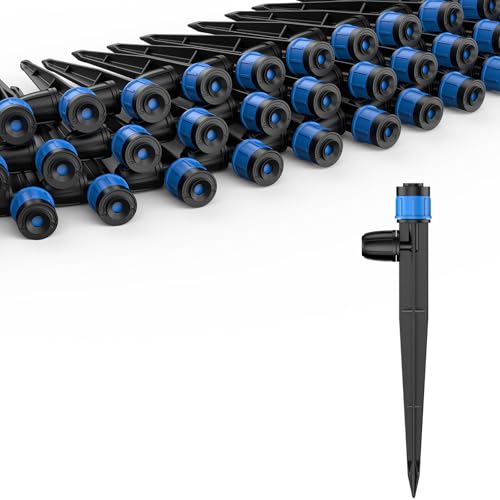 Pawfly 30 Pcs Drip Irrigation Emitters, Drip Emitters for 1/4" Drip Irrigation Tubing, Sprinkler Heads with Adjustable 360 Degree Water Flow, Garden Drippers for Plants Watering System - size: 30pcs 360 Degree Sprayer