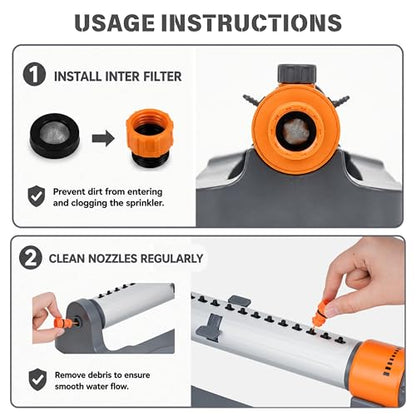 Oscillating Water Sprinkler for Yard, Lawn Adjustable Sprinkler for Garden
