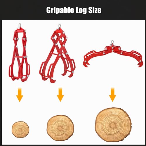 Garvee 36 in Log Grabber, Log Lifting Tongs, Skidding Log Lifting Tongs Timber, Heavy Dut Solid Steel Swivel Dragging Steel Tongs Log Lifting Lumber Skidding Tongs Logging Grabber(4 Claw) - size: 36 in-4 Claw