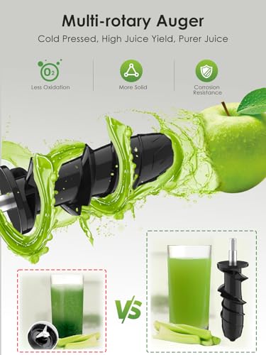 Cold Press Juicer for Celery Carrot Orange- Soft/Hard Fruits Vegetables - color: Black