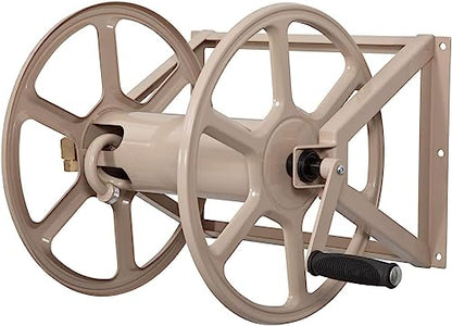 Liberty Garden 709 Steel Wall/Floor Mounted Hose Reel, Holds 200-Feet of 5/8-Inch Hose - Tan, 17.6 x 22 x 15 - color: Tan
