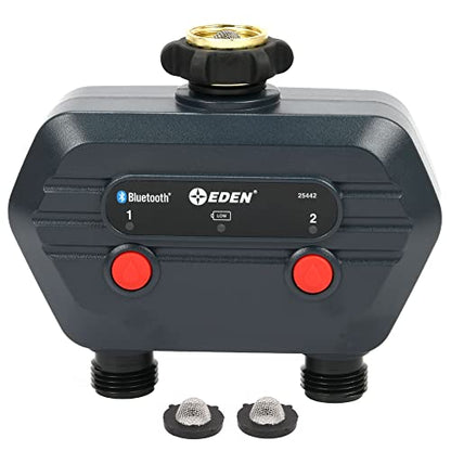 Eden 93442 2-Zone Bluetooth Water Timer for Smart Irrigation - Remote Control via App, Customizable Scheduling, and Water Delay Setting - size: 2 Zone