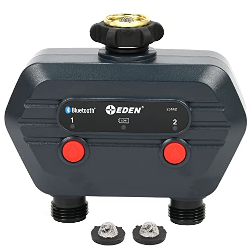 Eden 93442 2-Zone Bluetooth Water Timer for Smart Irrigation - Remote Control via App, Customizable Scheduling, and Water Delay Setting - size: 2 Zone