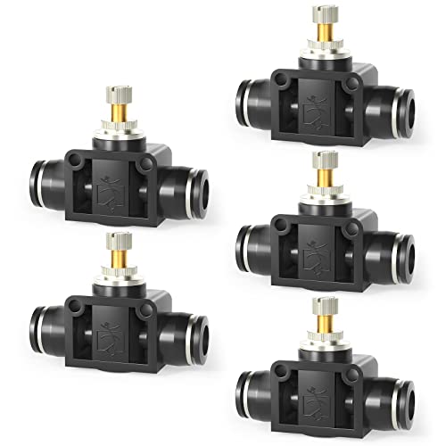 TAILONZ 1/4" SCF-1/4 Flow Control Valve 5pcs - size: 1/4"/Black/5PCS