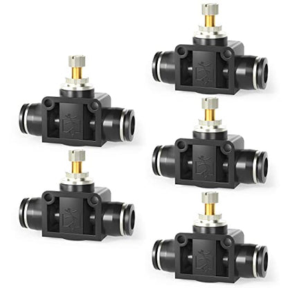 TAILONZ 1/4" SCF-1/4 Flow Control Valve 5pcs - size: 1/4"/Black/5PCS