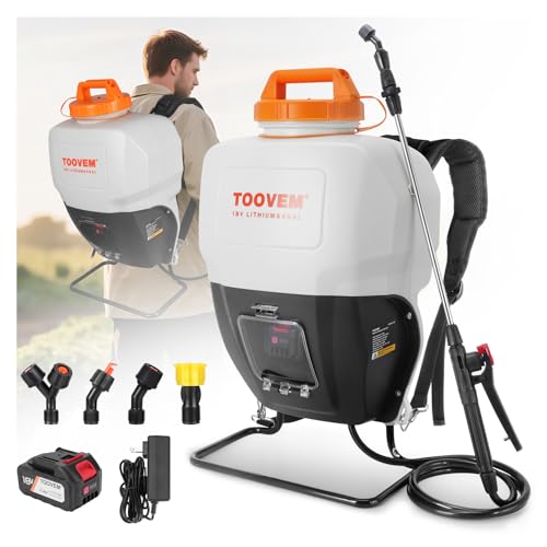 Toovem 4 Gallon Battery Powered Backpack Sprayer with 18V Strong Battery - color: Translucent White