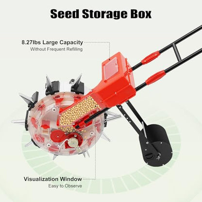10-Row Manual Garden Seeder, Corn Planter, Hand Push Precision Seeder Planter for Corn Soybean Peanut Seeds, Adjustable Depth, 6.3" Sowing Spacing - size: 10-Row