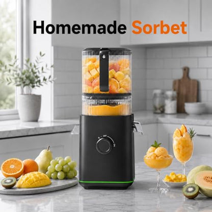AMZCHEF Cold Press Juicer, 6.5" Whole Fruit Self-Feeding Slow Juicer - color: Black, size: 6.5 Inch