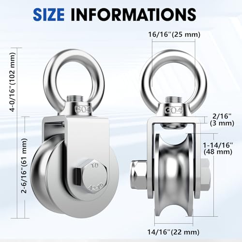 Rope Pulley, 304 Stainless Steel Cable Pulley Wheel, 48mm 1PC - style: 48 mm