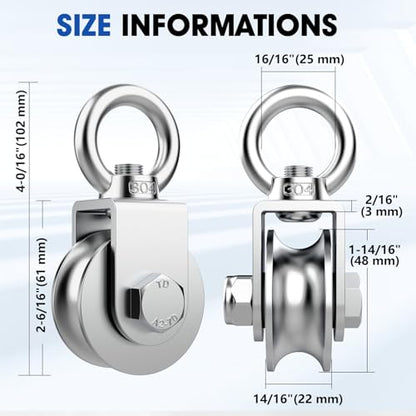 Rope Pulley, 304 Stainless Steel Cable Pulley Wheel, 48mm 1PC - style: 48 mm