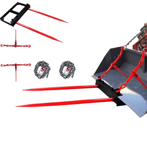 49" Tractor Hay Spear & Skid Steer Loader 3000lbs Quick Attach For Tractors,Dual Hay Bale Spear