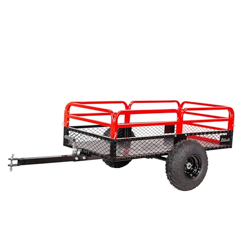 XtremepowerUS Multi-Utility ATV/UTV Trailer Tow Behind Dump Cart, 1500lbs 15 cu. ft Capacity, Garden Waste Pull Trailer for Lawn Mower Tractor