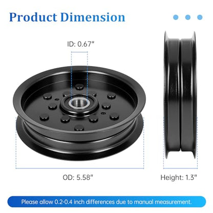 1-613098 Flat Idler Pulley Replaces T oro E613098, John Dee re TCA19779 TCA20092, H ustler 781856, O regon 78-022; Fits Ex M ark TR23KC FMD604 and John Dee re Z710A Z720A Z910A Lawn Mowers; 2 Pack - size: 1-613098_2pc