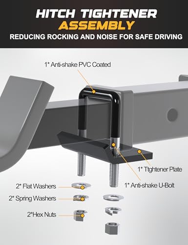 RETRUE Anti Rattle Hitch Tightener 1.25"-2" Rubber Coated Hitch Stabilizer - style: Black