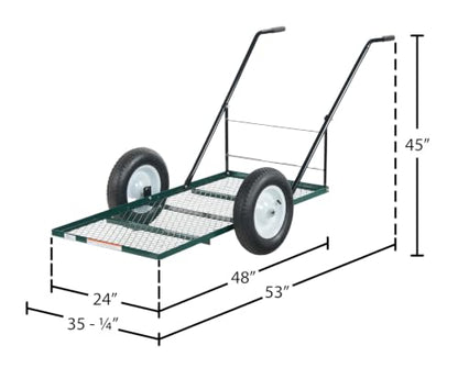 Vestil LSC-2448-TC Steel Landscape Cart with Low Profile Tilt 53 In. x 24 In. x 45 In. 500 Lb. Capacity Green - size: 500 lbs Load Capacity, 3" Height, 48" Length X 24" Width