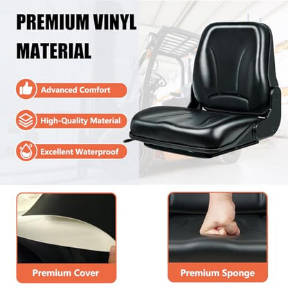 Universal Forklift Seat, Fold Down Tractor seat with Micro Switch for Tractor, Caterpillar Excavator Skid Loader Backhoe Dozer Telehandler
