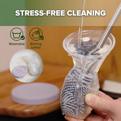 haakaa Manual Silicone Breast Pump with Cap (Lavender) 4oz/100ml - color: Lavender