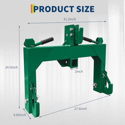 Garvee 3 Point Quick Hitch with 2" Receiver – 5-Level Quick Adjust Bolts - color: Green-New