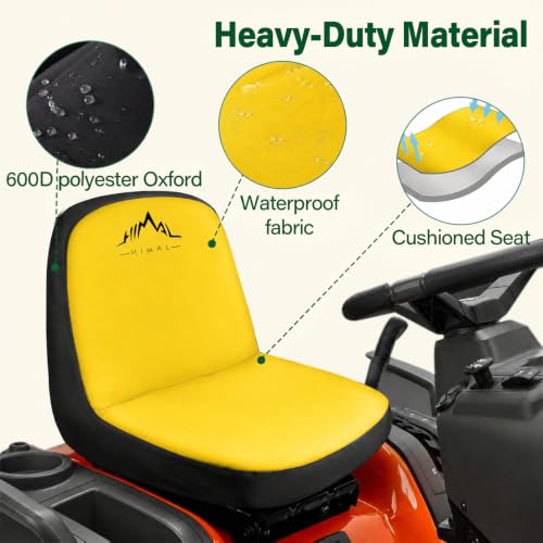 Himal Lawn Mower Seat Cover, Durable 600D Tractor Seat Cover Yellow M - color: Yellow, size: Medium