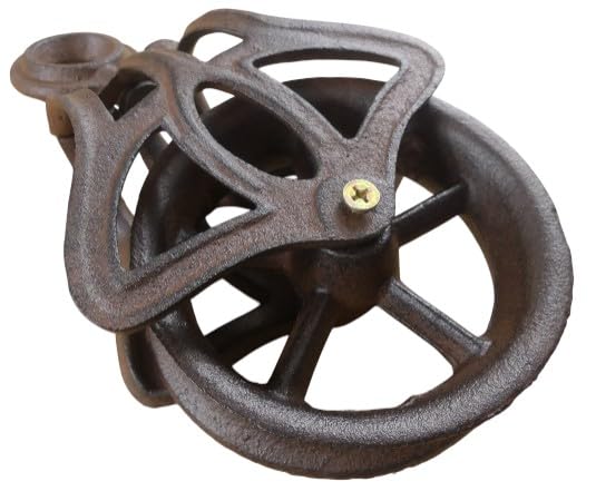 Midwest Craft House Decorative Cast Iron Pulley Wheel Industrial Cable Pull Rustic Farmhouse Barn Decor Cable Wheel