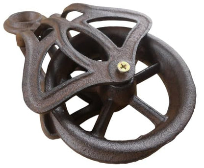 Midwest Craft House Decorative Cast Iron Pulley Wheel Industrial Cable Pull Rustic Farmhouse Barn Decor Cable Wheel