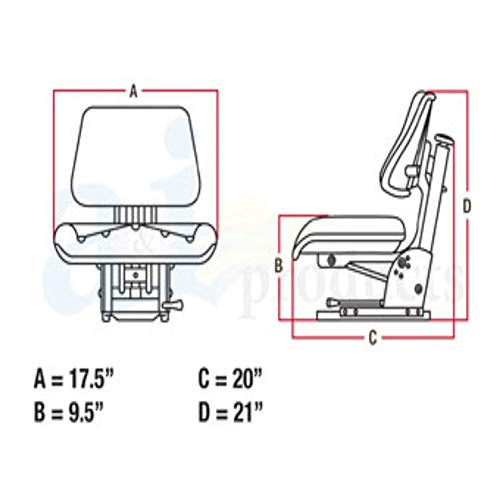 T333YL Yellow Universal Trapezoid Seat Fits John Deere, Massey Ferguson