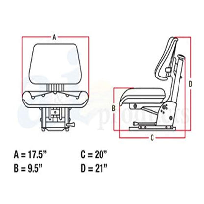 T333YL Yellow Universal Trapezoid Seat Fits John Deere, Massey Ferguson
