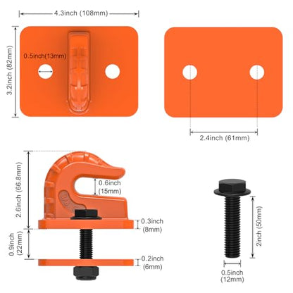 Insaga 3/8" Tractor Bucket Hooks - 2 Pack Forged Steel Bolt-On Grab Hooks - color: Orange-2Pack