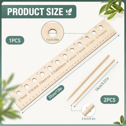 Seed Spacer, Dibbler Gardening Tool, Seeding Ruler with Holes Garden Template, Seed Planting Tool for Precise Planting Template