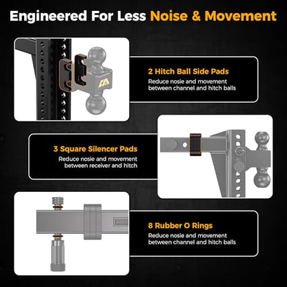 CAMMOO Adjustable Trailer Hitch for 2 inch Receiver 8 inch Rise/Drop Hitch - size: 2"x8"