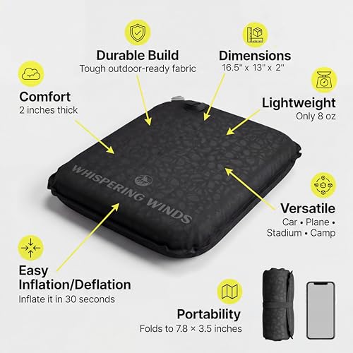 Whispering Winds Inflatable Seat Cushion - color: Black - 2pack, size: Large