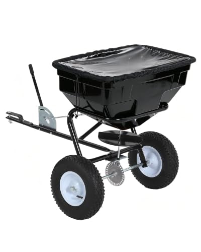 125 LBS Tow Behind Broadcast Spreader, 9.8FT Spread