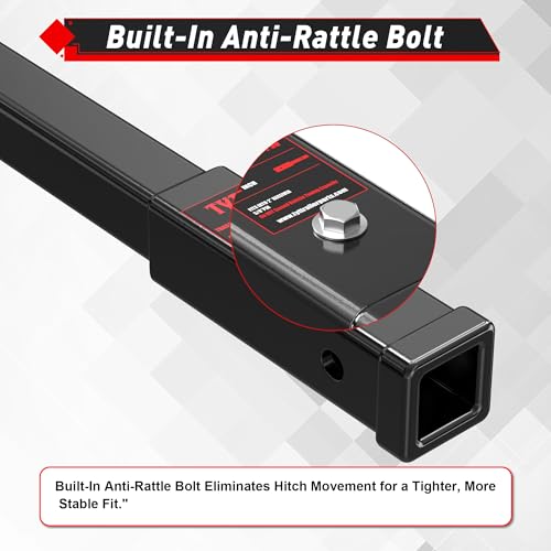 TYT 12-Inch Hitch Extender for 2" Receiver, Trailer Hitch Extension - size: 12'' Extender with 2 pin