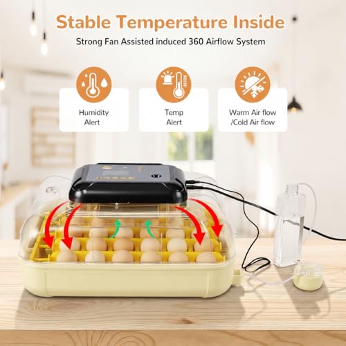 Egg Incubators for Hatching 30 Eggs with Temperature Humidity Control - color: Yellow