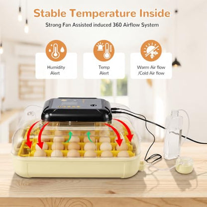 Egg Incubators for Hatching 30 Eggs with Temperature Humidity Control - color: Yellow