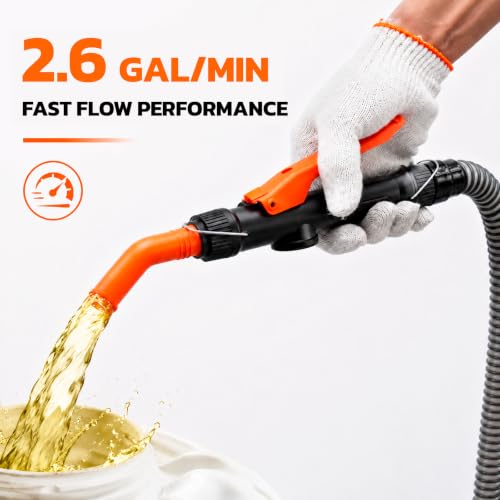 Battery Fuel Transfer Pump, 47-Inch Hose Adjustable-flow nozzle