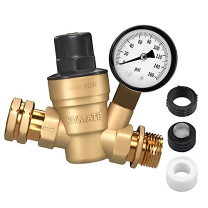 RVMATE RV Water Pressure Regulator, Lead-Free Brass - size: Adjustable 1.0