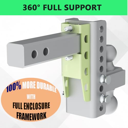 Zero-Noise Adjustable Trailer Hitch for 2 Inch Receiver - 6 Inch Drop/Rise - color: Grey, size: 6 Inch Drop/Rise