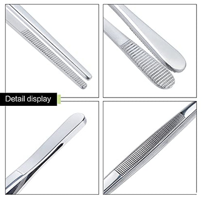 MSY BIGSUNNY Stainless Steel Food Tweezers Multi-function Cooking Tongs Kitchen Serving Tong (12" Round & 12" Pointed Tweezers) - size: 12" Round & 12" Pointed Tweezers - 2 Piece Set