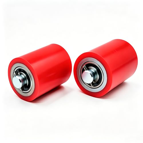 1 Pair Pallet Jack Wheels Replacement Kit, 3x3.75-Inch PU Load Rollers - color: Red-1Pair, size: 3" x 3.75" (74.5mm x 93mm)