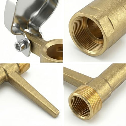 QWORK 2 Sets G3/4 BSP Brass Quick Coupler Valves – Compatible Keys for Lawn, Garden & Irrigation Systems - size: 3/4 inch