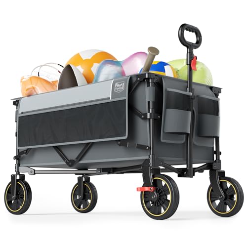Timber Ridge Collapsible Wagon Cart with Brakes - color: Gray, size: 200L