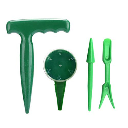 4 Pack Adjustable Hand Hold Sowing Seeds Dispenser, Seedlings Dibber and Widger Hole Puncher Garden Hand Tool Sets