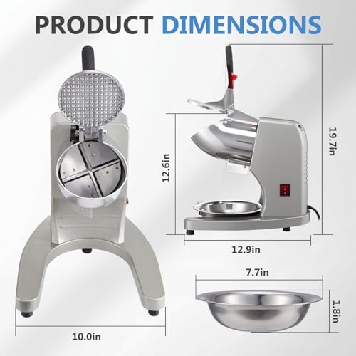 Shaved Ice Machine 300W Electric Ice Crusher 4 Blades Ice Crusher Shaver 2200 RPM Snow Cone Machine 286 lbs/hr Ice Shaving Machine for Home and Commercial - size: 300F