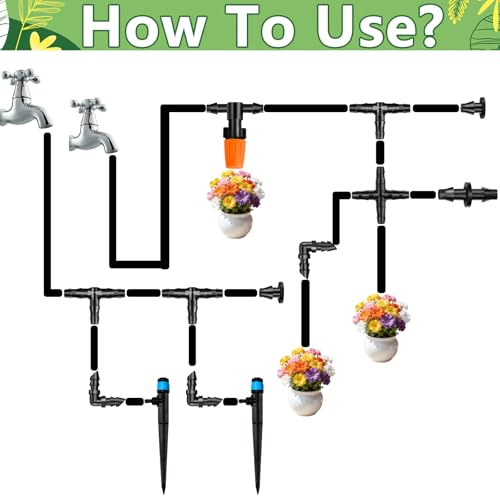 280 Pcs Barbed Connectors Irrigation Fittings Kit, Drip Irrigation Barbed Parts 1/4'' Tubing Kit for Garden Lawn (Nozzles, Nozzle Tees, Single Barbs, Couplings, Tees, Elbows, Plugs, Crosses) - size: 1/4 Inch Fittings-280P
