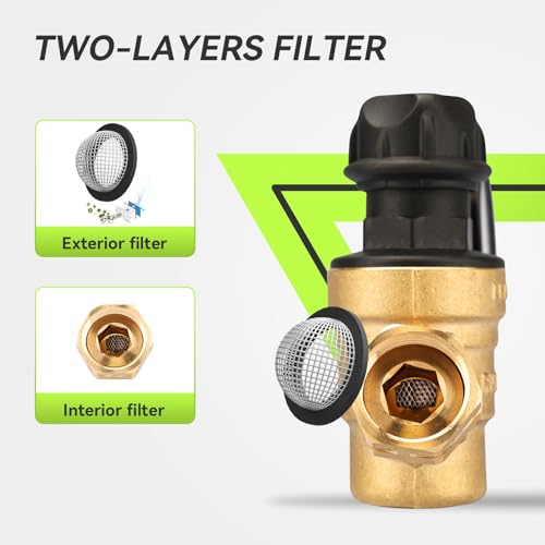 RVMATE RV Water Pressure Regulator with Adjustable Knob, Lead-Free Brass - size: Adjustable Knob 2.0