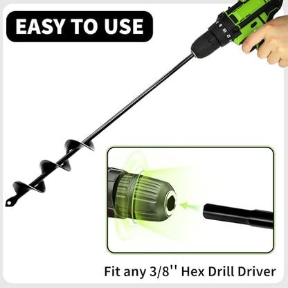 Auger Drill Bit for Planting – 3.5" x 16" and 1.6" x 16.5" Garden Auger Drill Bit for Cordless Drill,Efficient Planting Auger for Bulbs,Flowers,and Vegetables - size: 1.6"x16.5"+3.5"x16"