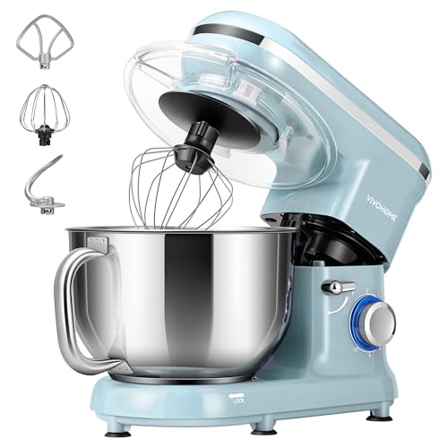 VIVOHOME Stand Mixer, 6-Quart Tilt-Head Kitchen Mixer with Bowl, Blue - color: Pastel Blue